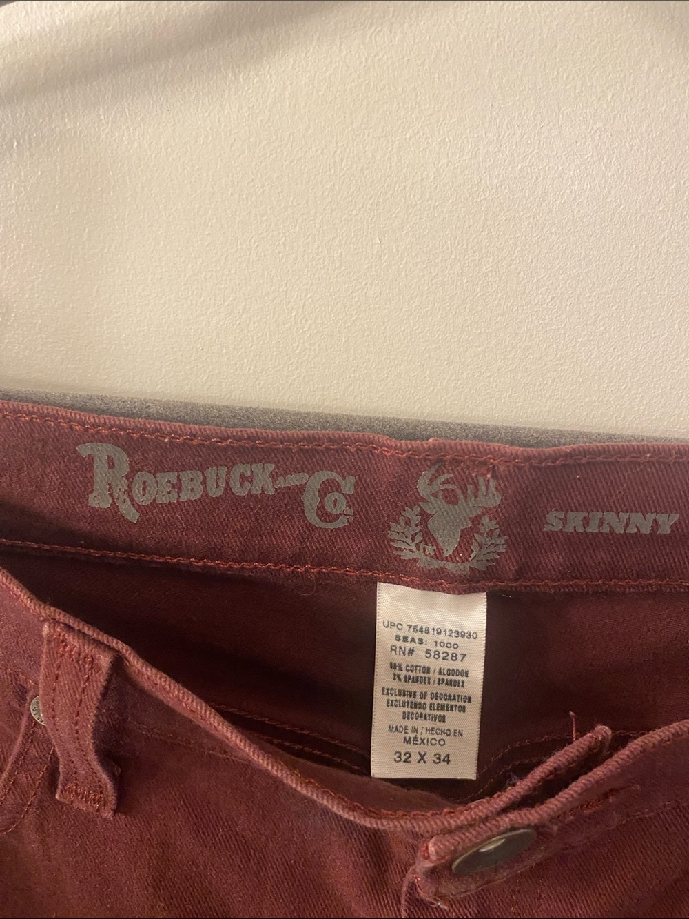Women's Skinny Jeans in Deep Burgundy - Rocawear - Picture 3 of 3